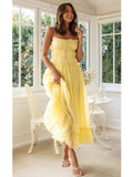 Foridol Spaghetti Strap White Sundress Flounced Edge Women's Dress Summer Beach Style Maxi Dress Bowknot Boho Vestidos 2025