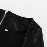 FDYOUI Sexy Flare Sleeve Super-short Zipper Tops+Pleated Skirts 2 Piece Set Women Patchwork Black Ball Gown Evening Party Dress