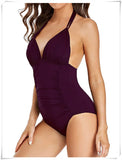 Ruched Wrinkled One Piece Swimsuit Women Swimwear Female Monokini Backless Swimsuits 2025 Bathing Suit Swim Beach Wear Bodysuit