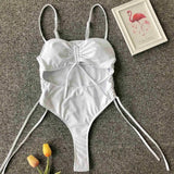 Sexy Lace Up Tummy Cut Out Monokini One Piece Swimsuit Women Swimwear Female Leopard Thong Bather Bathing Suit Swim Wear V1290