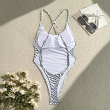 Printed Extreme Mini Micro Thong Women Swimwear One Piece Swimsuit Female Cross Back High Cut Monokini Bather Bathing Suit Swim