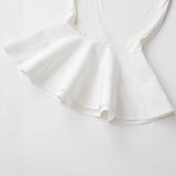 Women's Fashion Casual Sleeveless Half-High Collar Short Skirt Hem Top White Sleeved Peplum Top High Neck Slim Fit Casual KUAT
