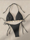 DEKA Tie Side Thong Swimwear New Sexy Bikini Set White Shell Designer Swimsuit Halter Push Up Micro Bikinis Summer Bathing