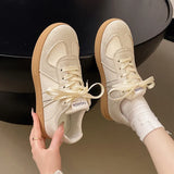 Silver Patchwork Platform Sneakers Women Thick Bottom Lace Up German Training Shoes Woman Spring Autumn Korean Non Slip Flats