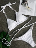 Sexy Halter Wrap Around Diamond Bikini 2026 Women Swimsuit Female Swimwear Two Pieces Bikini Set High Cut Bathing Suit Swim Lady