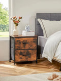JHK Nightstand Bedside Table With Fabric Drawers And Storage