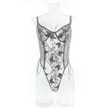Bikini Fashion Sexy Butterfly Embroidery Slim-Fit Sexy All-Match Jumpsuit for Women
