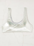 sexy metallic bandeau bikinis sets two pieces 2026 high waist thong swimsuit female bathing suit swimwear biquini tankini