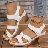 Cross Band High Heels Sandals for Women Summer Plus Size Thick Heeled Casual Sandles Woman Lightweight Non Slip Platform Sandals