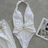 DEKA Deep V Neck Swimwear Women Summer One Piece Swimsuit Backless Beach Wear Bathing Suit White Black Bodysui