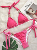 Sexy Leopard Crystal Diamond Bikini 2025 Women Swimsuit Female Halter Swimwear Two Pieces Bikini set Brazilian Bathing Suit Swim