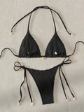 DEKA Tie Side Thong Swimwear New Sexy Bikini Set White Shell Designer Swimsuit Halter Push Up Micro Bikinis Summer Bathing