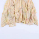 Women's Printed Layered Skirt Pastel Watercolor Print Tiered Ruffled Skirt Elastic Waist Chiffon Summer Skirt For Women 65EU