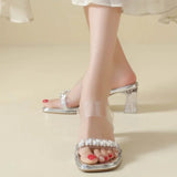 Summer 2026 New Women's High Heels Sandals Transparent Diamond Thick Bottom Fairy Style Sexy Crystal Thick Heel Slippers