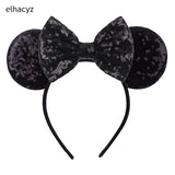 2025 Chic Disney Embroidery Sequin Minnie Ears Headband DOT Bow Hairband Girls Women Party Head Wear Kids DIY Hair Accessories