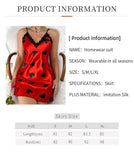 Valentine's Days Sexy Backless Ice Silk Stain Slip Mini Dress Women Nightdress Heart Printed Lace Pajamas Night Wear Nighties