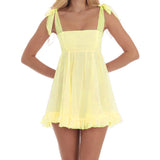 Women Sleeveless Mini Dress Summer Tie-up Straps Floral Print Backless A-Line Dress for Party Beach Streetwear