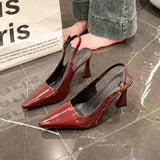 2026 Pointed Sandalias De Mujer Shallow Comfortable Patent Leather Fashion Shoes Woman French Sexy High Heels Designer Footwear