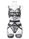 Sexy Lace Mesh Transparent Flower Embroidery Bikini Backless Deep V Suspenders Sleeveless Bikini Charming Elegant Thin Hot AVF7