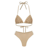 New Bandage Stripes Brazilian Bikini Swimwear Women's Swimsuit Two Piece Set Female Sexy Lace up Mujer Beachwear Summer