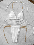Snake Skin Wrap Around Metal Chains Halter Bikini Women Swimwear Female Swimsuit Two-pieces Bikini set Micro Bathing Suit Swim