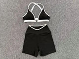 Summer Yoga Set 2Pcs Women's Tracksuit Back Cross Sports Bra Sportswear High Waist Butt-Lifting Fitness Pants Workout Top Suit