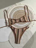 Crochet Striped High Leg Cut Brazilian Bikini Female Swimsuit Women Swimwear Two-pieces Bikini Set Bather Bathing Suit Swim Lady