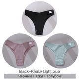 3Pcs/Set Women Cotton Panties Sexy V Waist Briefs T-Back Brazilian Underpants Female M-XL Underwear Girls Breathable Intimates