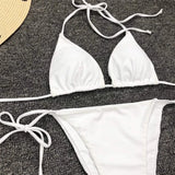 New Sexy Neon Pink Brazilian Bikini Women Swimwear Halter Swimsuit Female Two-Pieces Bikini Set Bather Bathing Suit Swim V1312