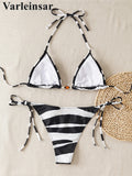 XS - L Sexy Zebra Halter High Leg Cut Bikini Women Swimwear Female Swimsuit Two-Pieces Bikini Set Bather Bathing Suit Swim V6799