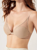 Women's Sexy 1/2 Cup Mesh Bra Balconette Mesh wire free Demi Shelf Bra See Through padding Bralette Backless Bra Small Breats