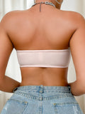 pink Fashionable strapless strapless sexy mesh lingerie party sweet women's bra anti slip comfortable bra girl underwear MR3505