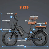 Electric Bike for Adults 20'' 1500W Peak Ebike Up to 50 Miles 32MPH Electric Mountain Bike 48V 20AH Removable Battery UL2849