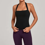 Sports Yeautifulback Breathoga Vest Neck Hanging Detachable Chest Pad Women Bra High Elasticity Slim Bable Running Sports Vest