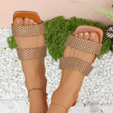 Large Size Women's Summer New Woven Slippers Outdoor Beach Sandals Fashionable  Material Comfortable Slip-On Shoes