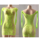 1 PC Women Sheer Mesh Long Sleeve Beach Cover Up Sexy See-Through Fishnet Bodycon Dress for Summer No Bikini Included