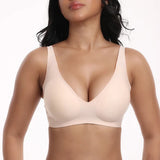 Pink Leopard Deep V Jelly Bras Wireless Comfortable Bra Supportive No Underwire Bras Tshirt Push Up Bralette Plunge Seamless Bra