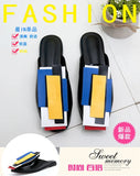 Summer Women Slipper High Block Heels Mules Party Club Ladies Mixed Color White Outdoor Slip-on Square Toe Shoes