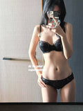 French Lace Minimizer Bra for Women, Full Bust Support Bra Ultra Thin & Breathable, Anti-Sagging Sexy Tushy Bra Set MOYISU Sexy