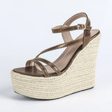 2026 New Big Size 43 Summer Bohemain Espadrilles Wedges Sandals Women High Heels Shoes  Ankle Strap Platform Sandals