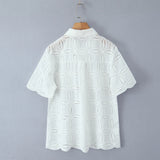 Foridol Summer Casual White Lace Dress Set for Women Hollow Out Embroidery Skirt Outfits 2 Pcs Loose Beach New Suit Skirt Set