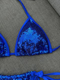Sexy Shiny Sequin Black Bikini Set 2026 Women Push Up Bra Tie Side Thong Swimsuit Beach Bathing Suit Hoiday Swimwear Biquini