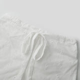 Women's Summer Shorts Drawstring Waistband Floral Eyelet Hollow White Lounge Shorts Casual
