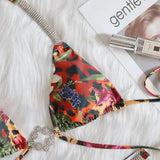 2 Colors Sexy Bikini Women Luxe Rhinestones Chain Swimwear Swimsuit Halter Bikinis Set Beach Bathing Suit Female Banadores Mujer