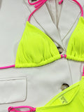 3 Colors Sexy Bikini Solid Pit Striped Swimwear Swimsuit Women Halter Bikinis Set Bathing Suit Beach Bikini Female Bikinis Mujer