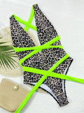 2026 New Sexy One Piece Swimsuit Swimwear Women Leopard Deep V-neck Cross Strap One-piece Bathing Suit Beachwear Banadores Mujer