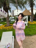 Plus size swimsuit hot spring split swimsuit three-piece  plus fat enlarged covering the flesh and slimming swimsuit XXXL