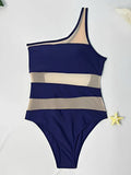 2026 Mesh Swimsuit Women One Piece Shoulder Padded Swimwear Female Sexy Bathers Bathing Swimming Swim Suit Beachwear XL