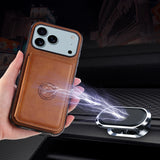 Business Magnetic Luxury Cards Solt Wallet Leather Phone Case For iPhone 17 Pro Max 16 Plus 15 Plus 14 13 12 11 Stand Bag Cover
