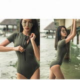 Long Sleeve Swimwear 2024 Surfing Bathing Suit Women Backless Print One Piece Swimsuit Retro Rashguard Monikini Bodysuit